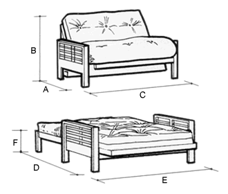 2010 Detroit 2 Seat Futon Sofa Bed Dimensions 